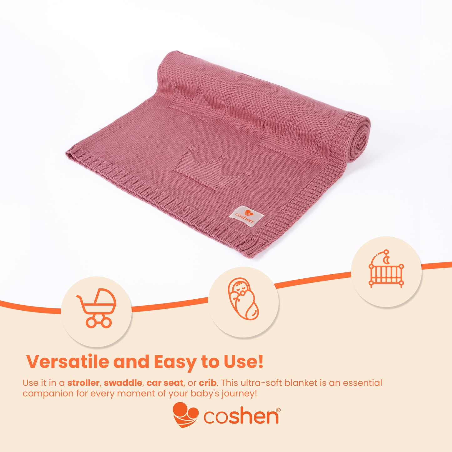 organic cotton knitted baby blanket