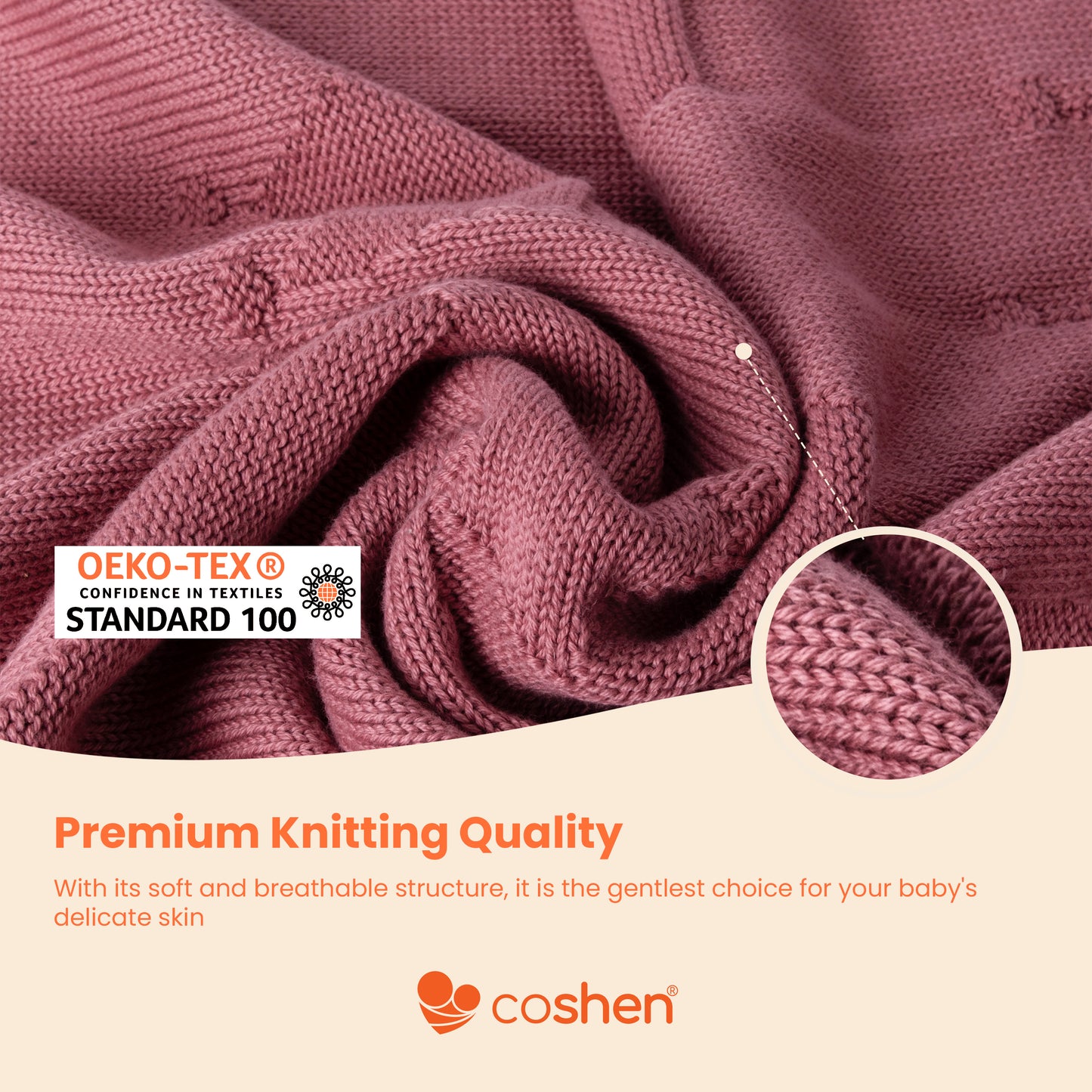 organic cotton knitted baby blanket