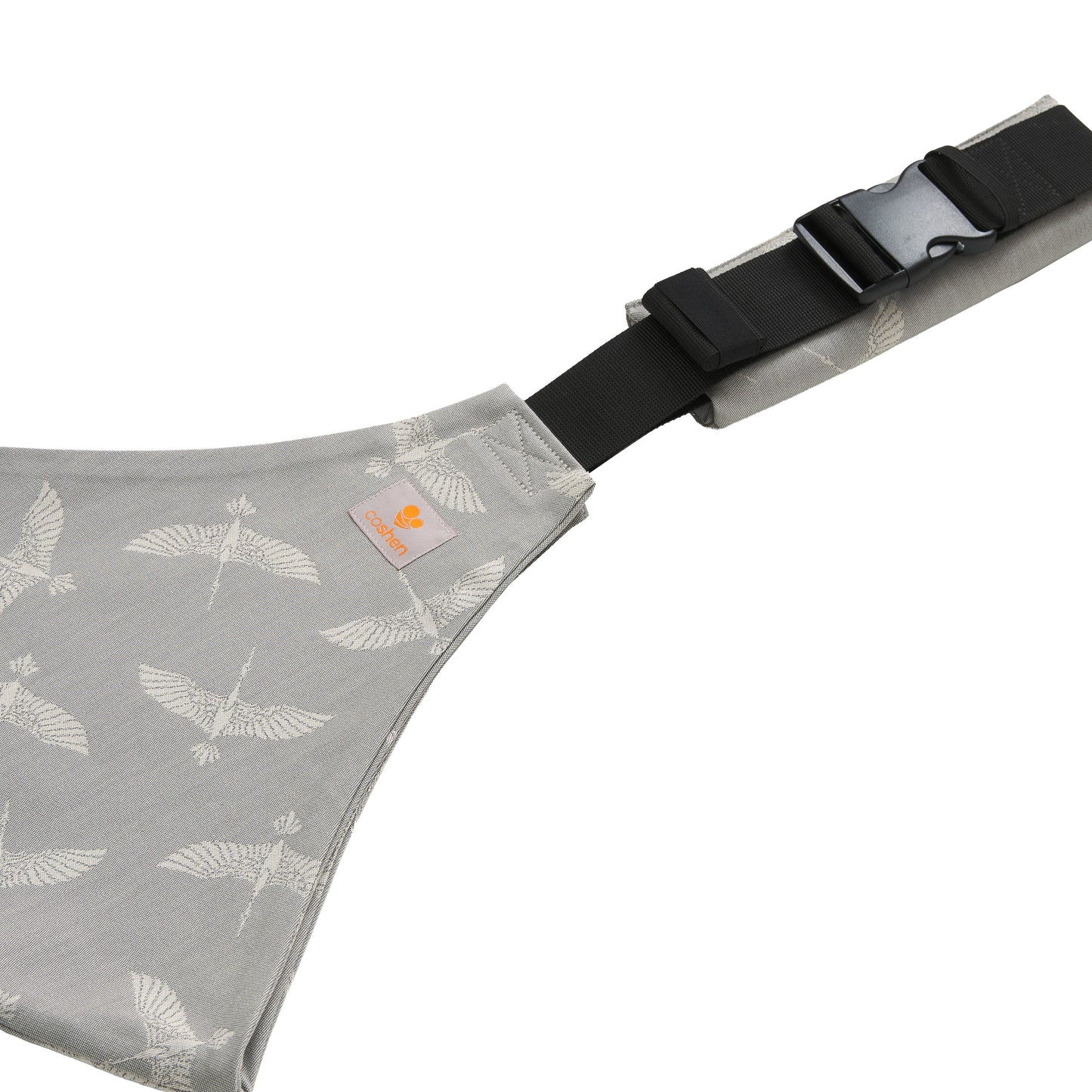 Baby and toddler hip carrier, bird print, gray
