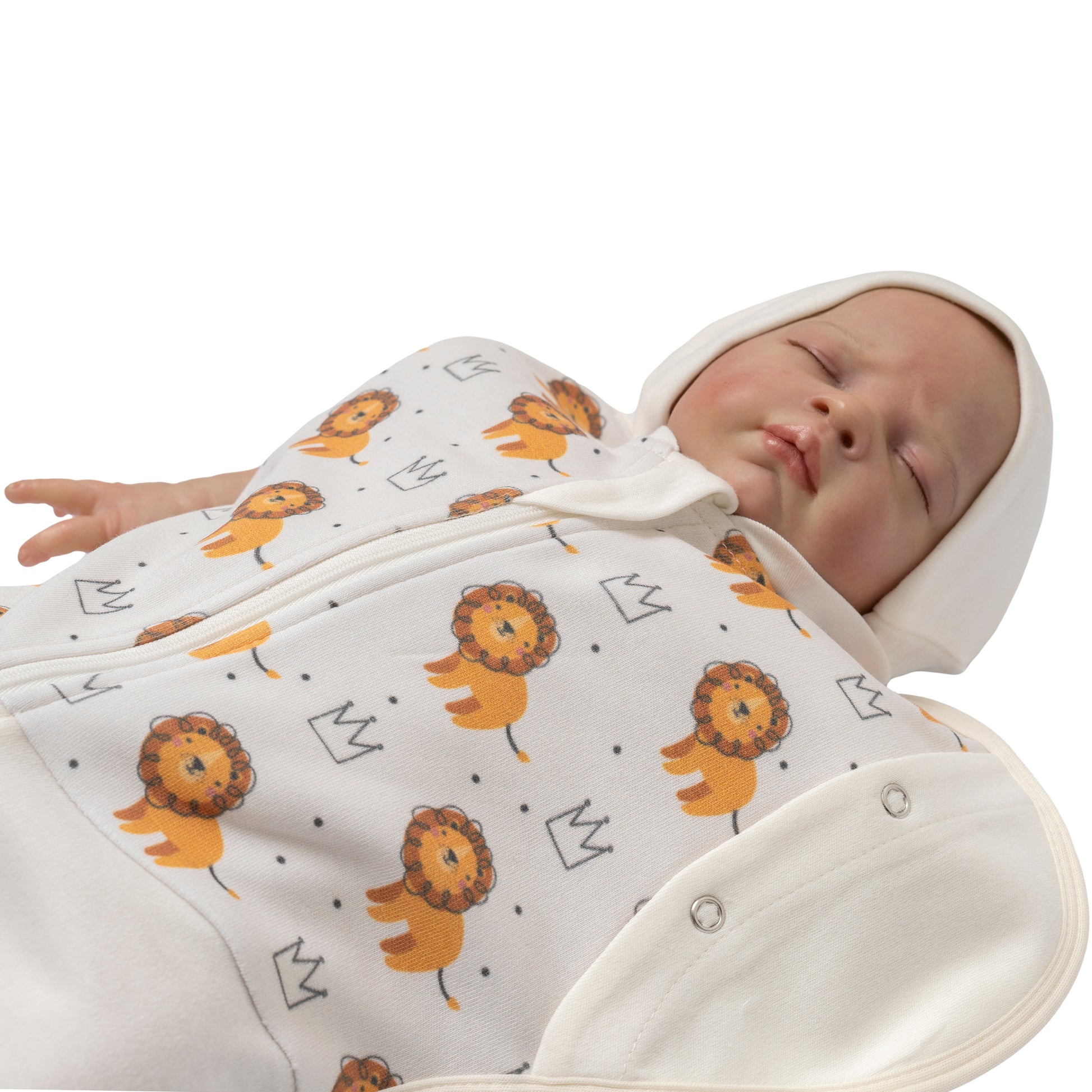 baby swaddle with hat lion pattern