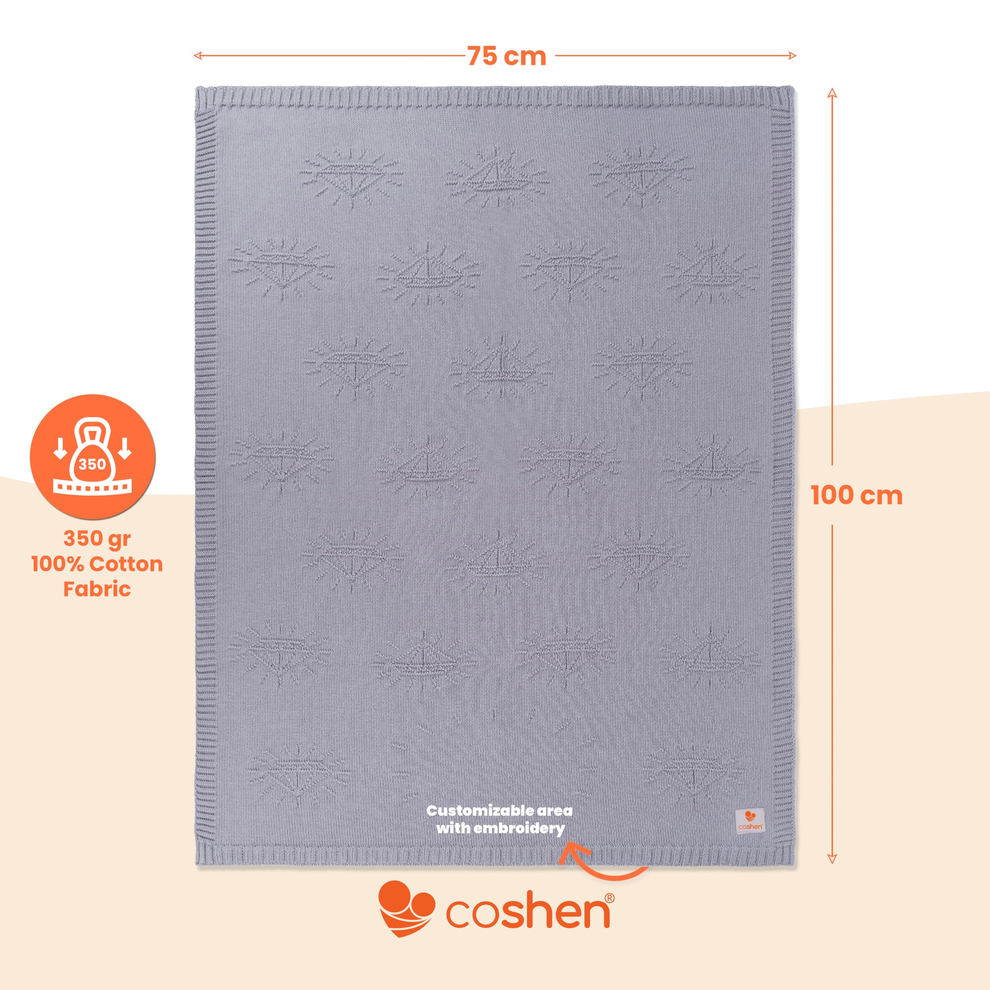 organic cotton knitted diamond patterned baby blanket