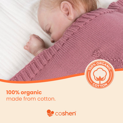 organic cotton knitted baby blanket