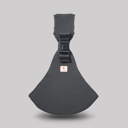 Coshen seamless 3D knit baby carrier in anthracite grey, showing the ergonomic front view and healthy M-position support for infants.